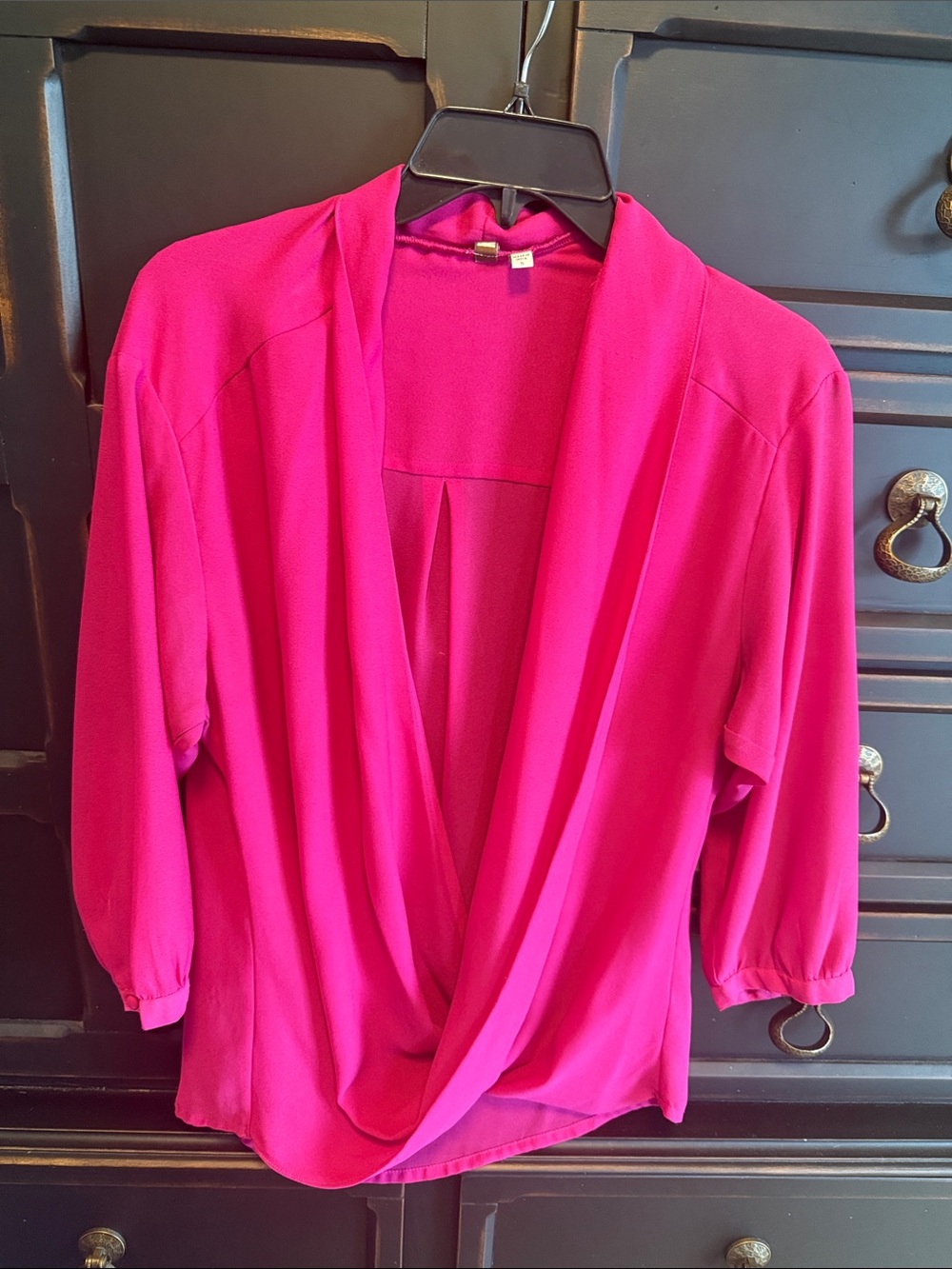 Kut from the Kloth Hot Pink Drape Front Blouse